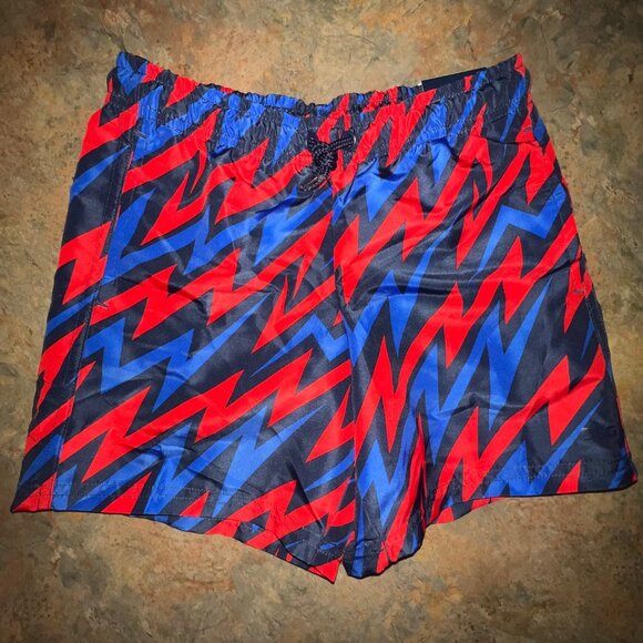 DSG‎ Youth Athletic Fit Train Shorts, XS, Red & Blue Zigzag Pattern - Picture 1 of 9